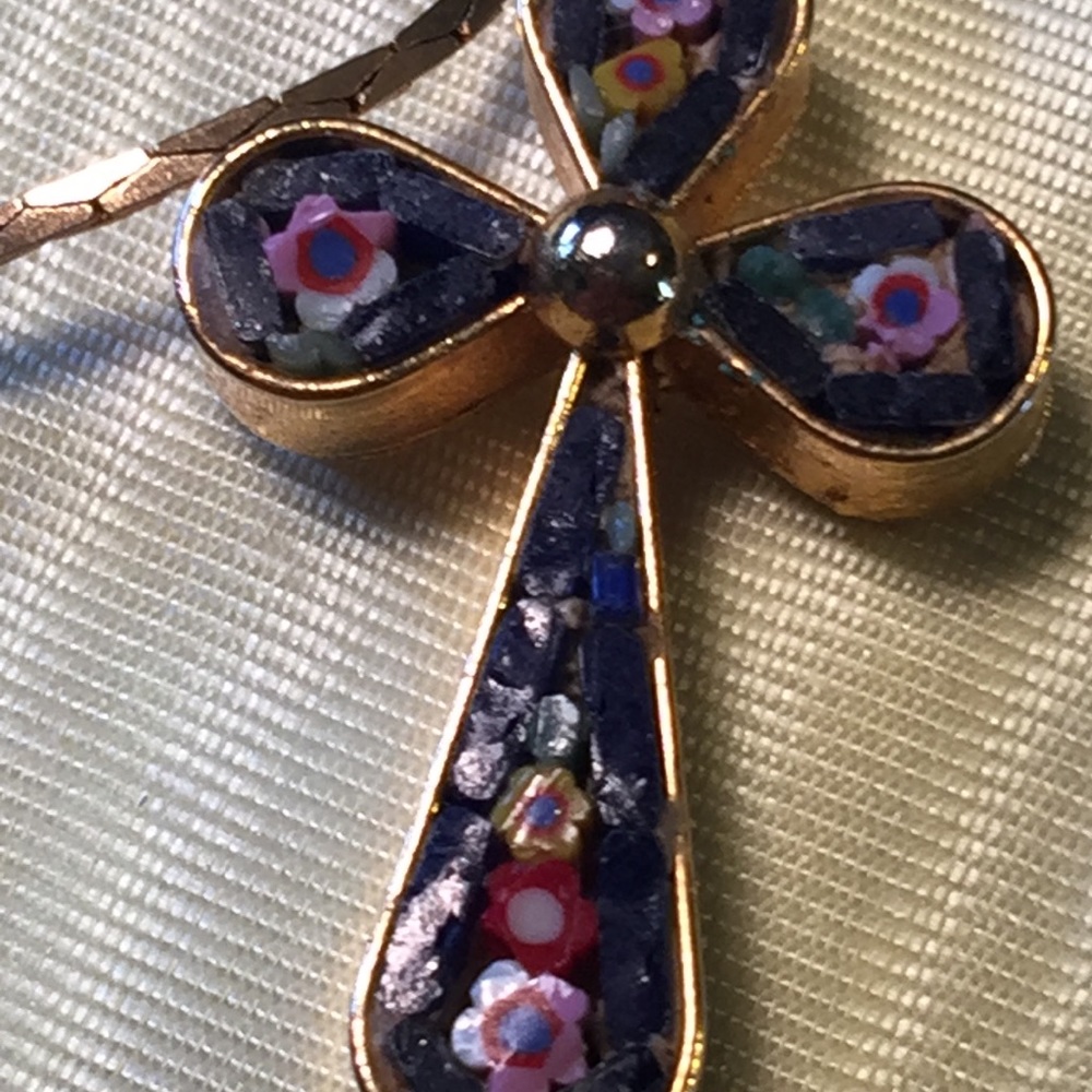 Vintage micro mosaic cross necklace, Italy - Picture 6 of 6